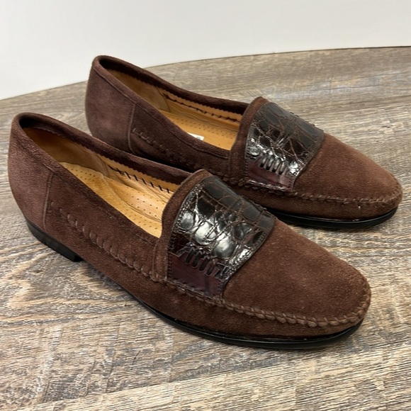 Lorenzo Banfi 671 Genuine Crocodile Strap Suede Penny Loafers Men’s 11 Italy main image 7